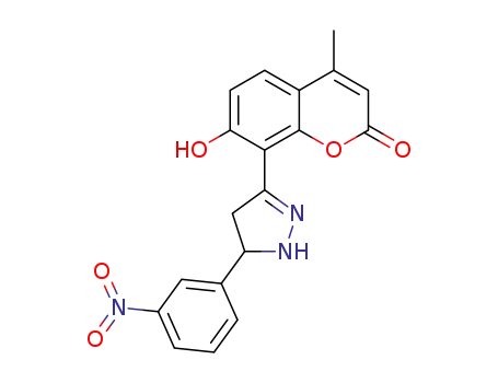 8-(4,5-dihydro-5-(3-nitrophenyl)-1H-pyrazol-3-yl)-7-hydroxy-4-methyl-2H-1-benzopyran-2-one