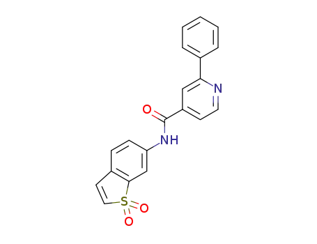 Molecular Structure of 1430330-70-3 (N-(1,1-dioxo-1H-1λ<sup>6</sup>-benzo[b]thiophen-6-yl)-2-phenyl-isonicotinamide)