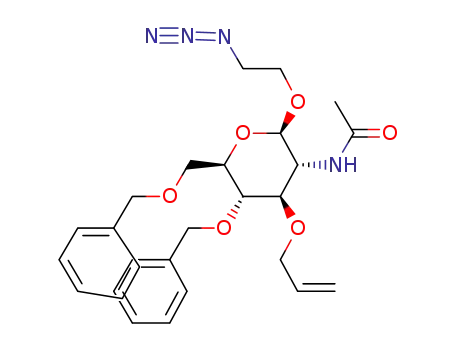 Molecular Structure of 1349065-00-4 (2-azidoethyl 2-acetamido-3-O-allyl-4,6-di-O-benzyl-2-deoxy-β-D-glucopyranoside)