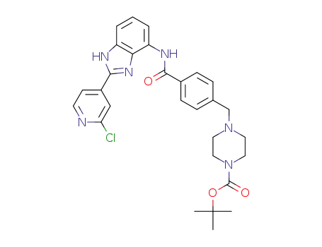 Molecular Structure of 1344034-06-5 (tert-butyl 4-(4-(2-(2-chloropyridin-4-yl)-1H-benzo[d]imidazol-4-ylcarbamoyl)benzyl)piperazine-1-carboxylate)