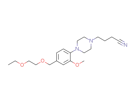 Molecular Structure of 1355460-58-0 (4-[4-[4-(2-ethoxyethoxymethyl)-2-methoxyphenyl]piperazin-1-yl]butyronitrile)