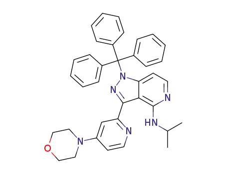 Molecular Structure of 1459257-81-8 (N-isopropyl-3-(4-morpholinopyridin-2-yl)-1-trityl-1H-pyrazolo[4,3-c]pyridin-4-amine)