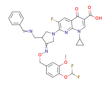 7-[3-(benzylideneamino)methyl-4-(4'-difluoromethxoy-3'-methxoybenzyloxyimino)pyrrolidin-1-yl]-1-cyclopropyl-6-fluoro-1,4-dihydro-4-oxo-1,8-naphthyridine-3-carboxylic acid