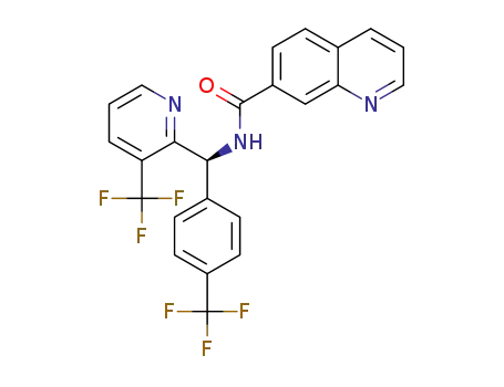 Molecular Structure of 1416795-98-6 ((S)-N-((4-(trifluoromethyl)phenyl)(3-(trifluoromethyl)pyridin-2-yl)methyl)quinoline-7-carboxamide)