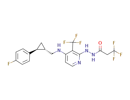Molecular Structure of 1455029-04-5 (3,3,3-trifluoro-N'-(4-((((1S,2S)-2-(4-fluorophenyl)cyclopropyl)methyl)amino)-3-(trifluoromethyl)pyridin-2-yl)propanehydrazide)