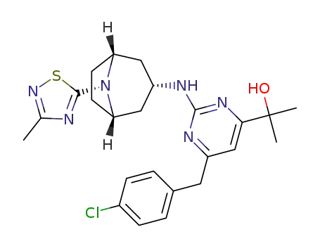 2-{6-(4-chloro-benzyl)-2-[(rac)-3-endo-8-(3-methyl-[1,2,4]thiadiazol-5-yl)-8-aza-bicyclo[3.2.1]oct-3-ylamino]-pyrimidin-4-yl}-propan-2-ol