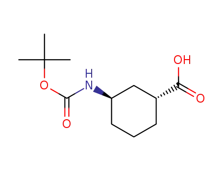 Molecular Structure of 1430938-32-1 ((1R,3R)-3-((tert-butoxycarbonyl)amino)cyclohexanecarboxylic acid)