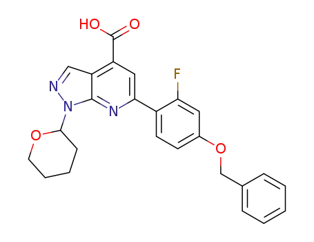 6-(4-benzyloxy-2-fluoro-phenyl)-1-(tetrahydro-pyran-2-yl)-1H-pyrazolo[3,4-b]pyridine-4-carboxylic acid