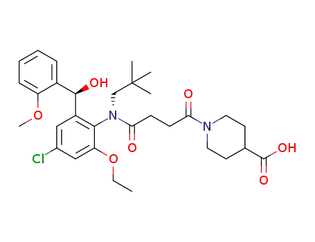 4-Piperidinecarboxylic acid,
1-[4-[[4-chloro-2-ethoxy-6-[(S)-hydroxy(2-methoxyphenyl)methyl]phenyl](
2,2-dimethylpropyl)amino]-1,4-dioxobutyl]-