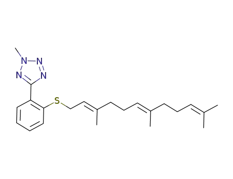Molecular Structure of 1429595-52-7 (2-methyl-5-(2-{[(2E,6E)-3,7,11-trimethyldodeca-2,6,10-trien-1-yl]sulfanyl}phenyl)-2H-1,2,3,4-tetrazole)