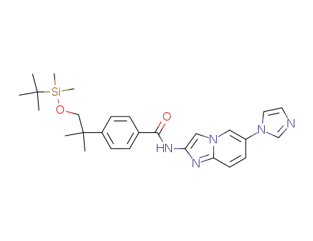 Molecular Structure of 1005786-63-9 (4-(2-{[tert-butyl(dimethyl)silyl]oxy}-1,1-dimethylethyl)-N-[6-(1H-imidazol-1-yl)imidazo[1,2-a]pyridin-2-yl]benzamide)