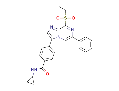 Molecular Structure of 1334423-28-7 (N-cyclopropyl-4-[8-(ethylsulfonyl)-6-phenylimidazo[1,2-a]pyrazin-3-yl]benzamide)