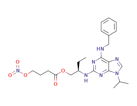 Molecular Structure of 1428319-98-5 ((2R)-2-[[6-benzylamino-9-isopropyl-9H-purin-2-yl]amino]butyl 4-(nitrooxy)-butanoate)