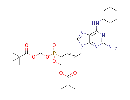 N<SUP>9</SUP>-(4'-bis(POM)-phosphinylbut-2'-enyl)-2-amino-6-cyclohexylaminopurine