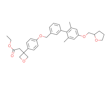 ethyl 2-(3-(4-((2',6'-dimethyl-4'-((tetrahydrofuran-2-yl)methoxy)-[1,1'-biphenyl]-3-yl)methoxy)phenyl)oxetan-3-yl)acetate