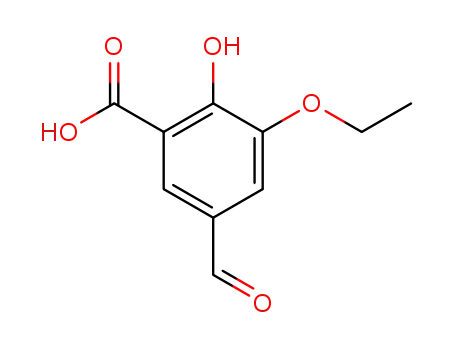 Molecular Structure of 145828-87-1 (Benzoic acid, 3-ethoxy-5-formyl-2-hydroxy- (9CI))