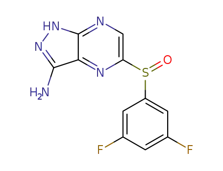 Molecular Structure of 1392151-89-1 (5-(3,5-difluorophenyl sulfinyl)-1H-pyrazolo[3,4-b]pyrazin-3-amine)