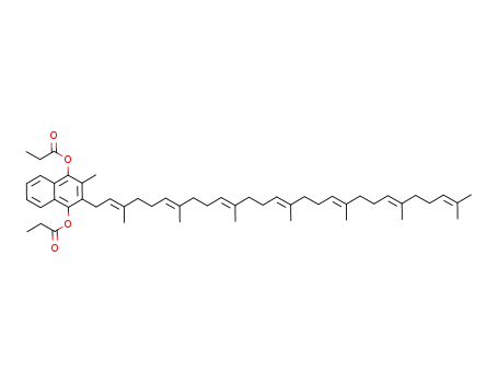Molecular Structure of 1453189-07-5 (2-((2E,6E,10E,14E,18E,22E)-3,7,11,15,19,23,27-heptamethyloctacosa-2,6,10,14,18,22,26-heptaen-1-yl)-3-methylnaphthalene-1,4-diyl dipropionate)