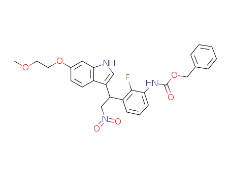 benzyl 2-fluoro-3-(1-(6-(2-methoxyethoxy)-1H-indol-3-yl)-2-nitroethyl)phenylcarbamate