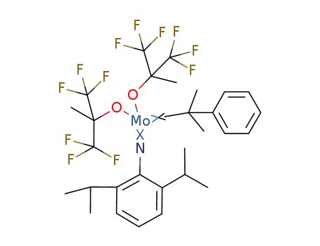 Molecular Structure of 139220-25-0 (2,6-DIISOPROPYLPHENYLIMIDO NEOPHYLIDENEMOLYBDENUM BIS(HEXAFLUORO-T-BUTOXIDE))
