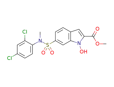 Molecular Structure of 1350916-11-8 (methyl 6-(N-(2,4-dichlorophenyl)-N-methylsulfamoyl)-1-hydroxy-1H-indole-2-carboxylate)