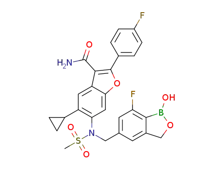 5-cyclopropyl-6-[[(7-fluoro-1-hydroxy-1,3-dihydro-2,1-benzoxaborol-5-yl)methyl](methylsulfonyl)amino]-2-(4-fluorophenyl)-1-benzofuran-3-carboxamide