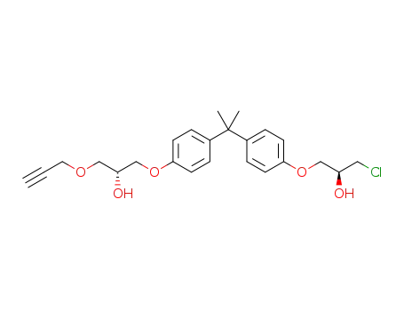 Molecular Structure of 1402419-08-2 ((S)-1-chloro-3-(4-(2-(4-((R)-2-hydroxy-3-(prop-2-ynyloxy)propoxy)phenyl)propan-2-yl)phenoxy)propan-2-ol)