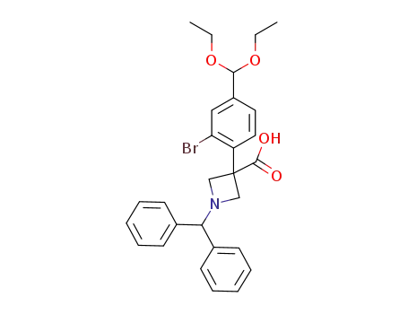 1-benzhydryl-3-(2-bromo-4-(diethoxymethyl)phenyl)azetidine-3-carboxylic acid