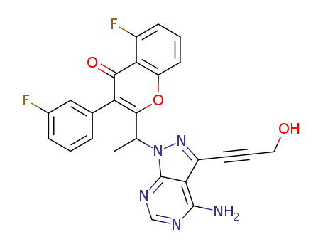 2-(1-(4-amino-3-(3-hydroxyprop-1-ynyl)-1H-pyrazolo[3,4-d]pyrimidin-1-yl)ethyl)-5-fluoro-3-(3-fluorophenyl)-4H-chromen-4-one