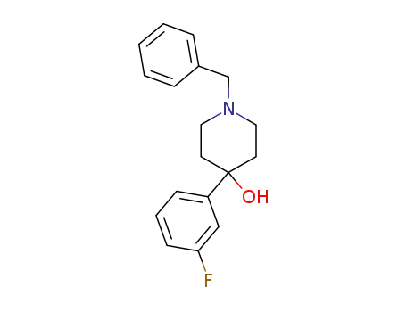 Molecular Structure of 75527-39-8 (1-BENZYL-4-(3-FLUORO-PHENYL)-PIPERIDIN-4-OL)