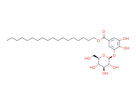 Molecular Structure of 1329454-84-3 (octadecyl 3-O-(β-D-glucopyranosyl)-4,5-dihydroxybenzoate)