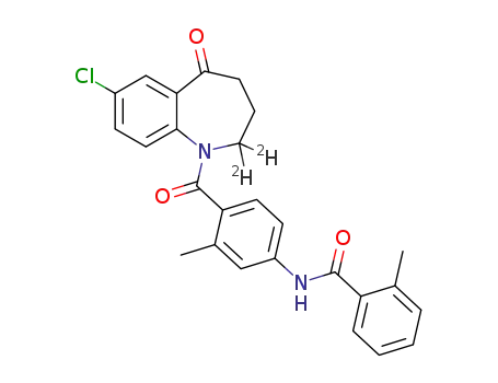 Molecular Structure of 1296212-27-5 (N-(4-(7-chloro-5-oxo-2,2-dideutero-3,4-dihydro-1H-benzo[b]azepine-1-carbonyl)-3-methylphenyl)-2-methylbenzamide)