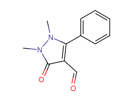 Molecular Structure of 104996-64-7 (1,2-dimethyl-3-oxo-5-phenyl-2,3-dihydro-1<i>H</i>-pyrazole-4-carbaldehyde)