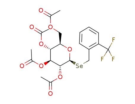 Molecular Structure of 1383478-50-9 (2-(trifluoromethyl)benzyl 2,3,4,6-tetra-O-acetyl-1-seleno-β-D-glucopyranoside)