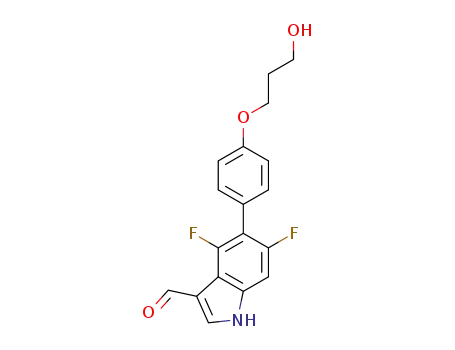 Molecular Structure of 1467060-53-2 (4,6-difluoro-5-[4-(3-hydroxypropoxy)phenyl]-1H-indole-3-carbaldehyde)