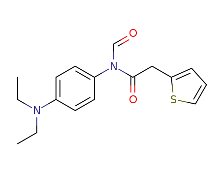 Molecular Structure of 1414349-74-8 (N-(4-(diethylamino)phenyl)-N-formyl-2-(thiophen-2-yl)acetamide)