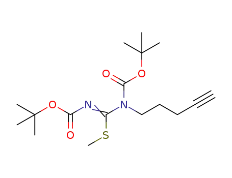 Molecular Structure of 1325688-35-4 (N,N-bis(tert-butoxycarbonyl)-methyl pent-4-yn-1-ylcarbamimidothioate)