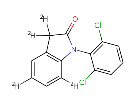 Molecular Structure of 1401311-49-6 (1-(2,6-dichlorophenyl)-1,3-dihydro-indol-2-one-[3,3,5,7-D<sub>4</sub>])