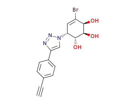 (1S,2S,3R,4R)-6-bromo-4-(4’-(4’’-ethynylbenzene-1’’-yl)-1’-H-[1’,2’,3’]-triazol-1’-yl)-cyclohexa-5-ene-1,2,3-triol