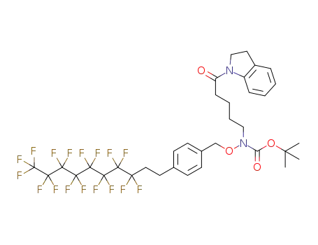 Molecular Structure of 1313585-52-2 (tert-butyl (5-(indolin-1-yl)-5-oxopentyl)(4-(2-perfluoroctyl-ethyl)benzyloxy)carbamate)