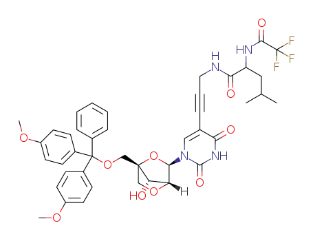 5-[3-{2-(2,2,2-trifluoroacetylamino)-4-methylpentanoyl}-1-propynyl]-5'-O-(4,4'-dimethoxytrityl) LNA uridine