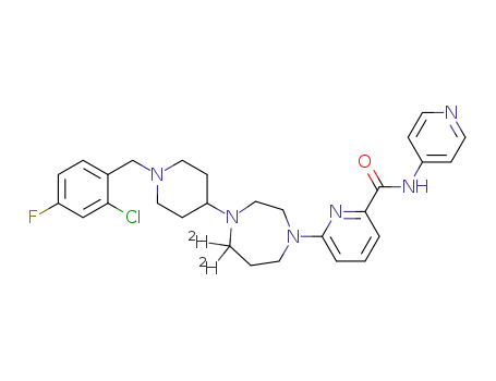 Molecular Structure of 1373270-41-7 (6-(4-{1-[(2-chloro-4-fluorophenyl)methyl]piperidin-4-yl}-5,5-dideutero-1,4-diazepan-1-yl)-N-(pyridin-4-yl)pyridine-2-carboxamide)