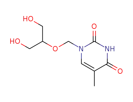 Molecular Structure of 74554-16-8 (2,4(1H,3H)-Pyrimidinedione,
1-[[2-hydroxy-1-(hydroxymethyl)ethoxy]methyl]-5-methyl-)