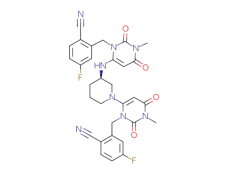 (R)-2-((6-(3-((3-(2-cyano-5-fluorobenzyl)-1-methyl-2,6-dioxo-1,2,3,6-tetrahydropyrimidin-4-yl)amino)piperidin-1-yl)-3-methyl-2,4-dioxo-3,4-dihydropyrimidin-1(2H)-yl)methyl)-4-fluorobenzonitrile