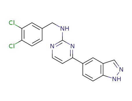 Molecular Structure of 1440251-23-9 (N-(3,4-dichlorobenzyl)-4-(1H-indazol-5-yl)pyrimidin-2-amine)
