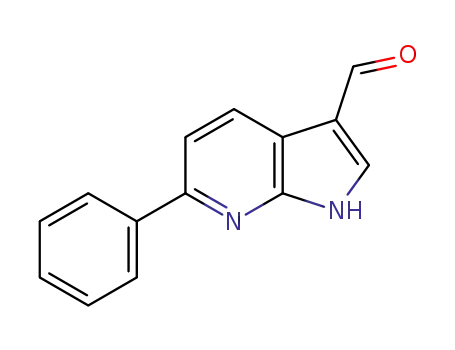 Molecular Structure of 1261599-09-0 (6-phenyl-1H-pyrrolo[2,3-b]pyridine-3-carboxaldehyde)