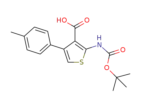 Molecular Structure of 1432511-09-5 (2-{[( tert-butoxy)carbonyl]amino}-4-(4-methylphenyl)thiophene-3-carboxylic acid)