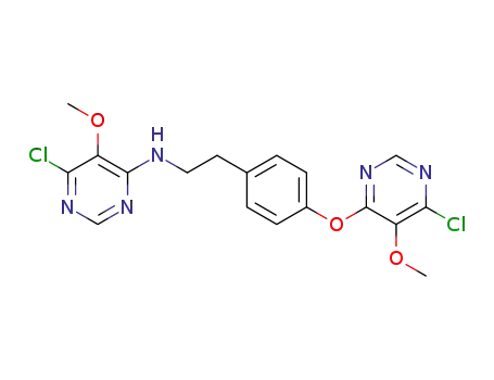 Molecular Structure of 1449201-35-7 (6-chloro-N-[2-[4-(6-chloro-5-methoxypyrimidin-4-yl)oxyphenyl]ethyl]-5-methoxypyrimidin-4-amine)