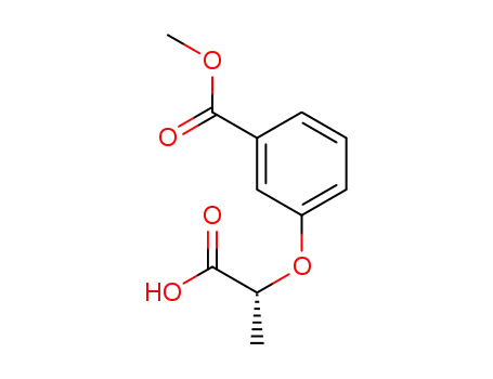 Molecular Structure of 113429-81-5 (Benzoic acid, 3-(1-carboxyethoxy)-, 1-methyl ester, (R)-)