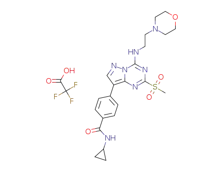 N-cyclopropyl-4-(2-(methylsulfonyl)-4-((2-morpholinoethyl)amino)pyrazolo[1,5-a][1,3,5]triazin-8-yl)benzamide trifluoroacetic acid